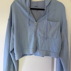 Aerie Blue Cropped inside out style zip up